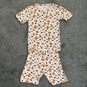 Alice + Ames gold with white flowers, navy centers shorts & tee shirt PJ's